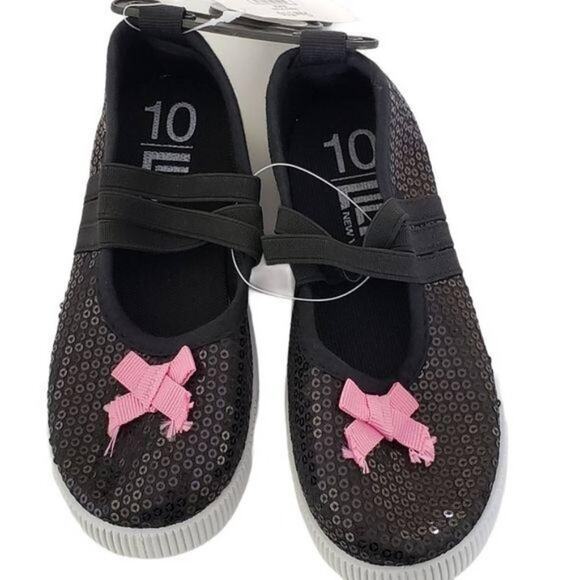 2 FOR $5 SALE Lilly of New York Black Sequined Slip On Sneakers Size 10 - Picture 8 of 9